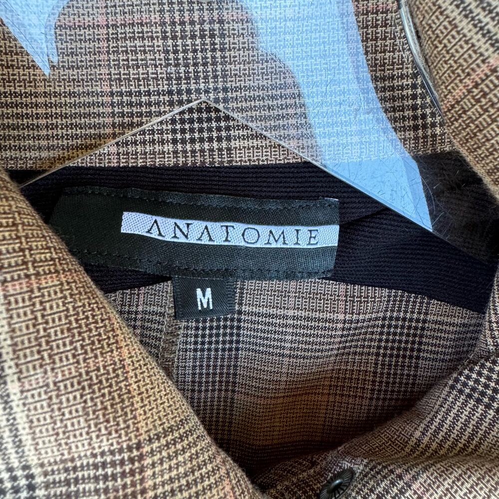 Anatomie Jacket Plaid City Slick Long Travel Medium Tan Black Lightweight Zip - Picture 7 of 7